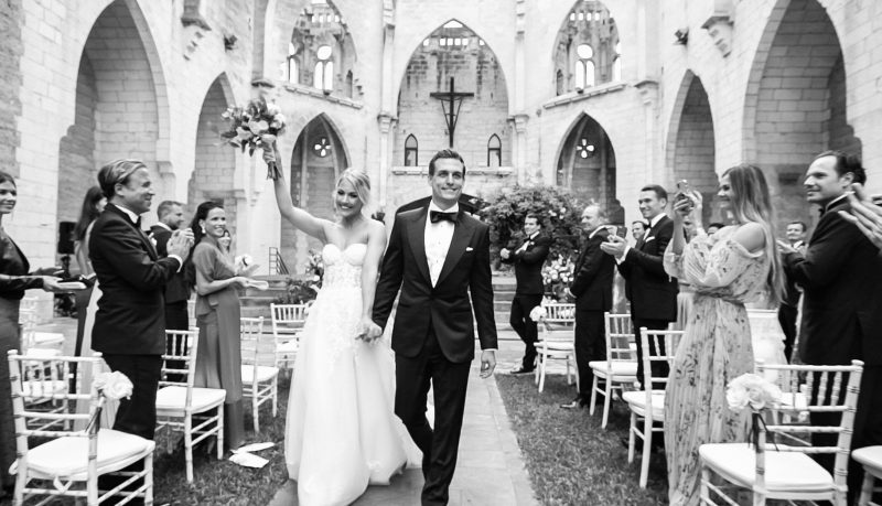 Outdoor ceremony overlooking the sea at Can Simoneta, Mallorca wedding