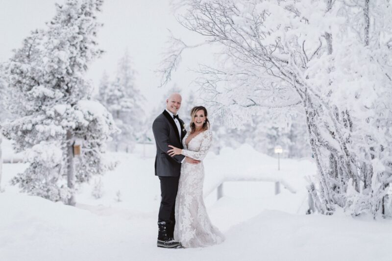 Northern Lights over igloo hotel in Lapland – magical winter wedding destination