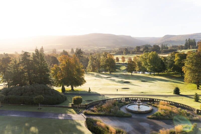 Exterior view of Gleneagles Hotel wedding venue in Scotland